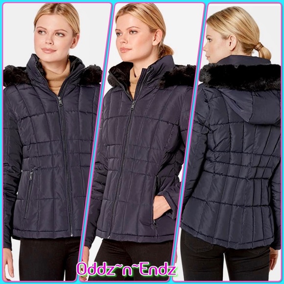 FINAL!/HP 🥳Calvin Klein Women’s Hooded Faux FurTrim PufferJacket Size PXL/NWT - Picture 8 of 12